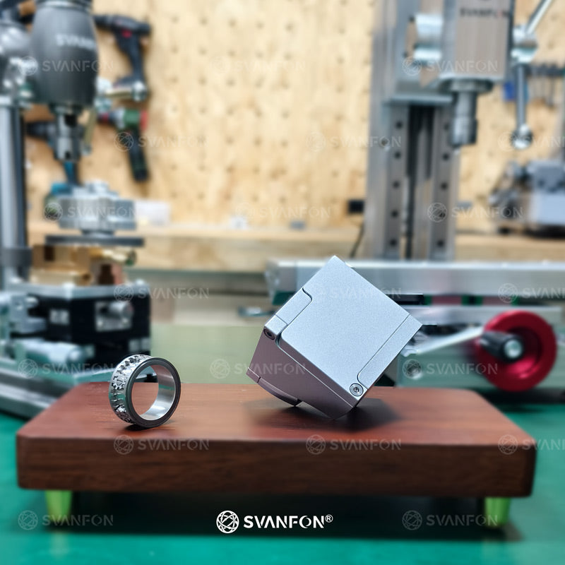 Aluminum Rotating Kinetic Ring Box & Titanium Gear Mechanical Ring