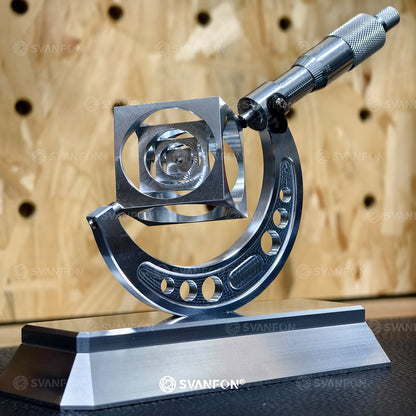 SVANFON Micrometer Desk Art – Precision Metal Fidget Toy for Makers & Engineers